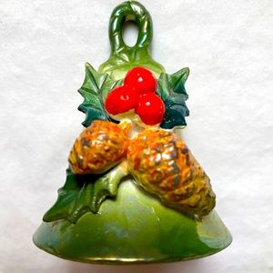 Vintage Christmas pine cone ceramic bell